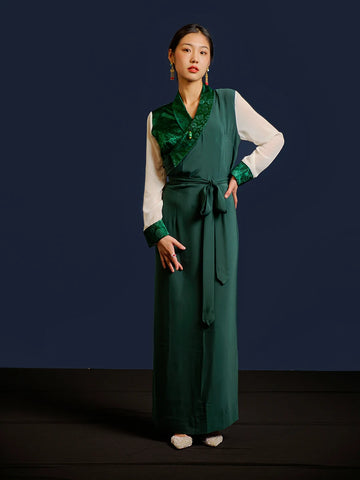 Summer New Style Tibetan Clothing for Women Pure Color Slimming Lhasa Dress Trip Shoot