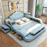 White High End Double Bed Designer European Luxury Modern Twin Bed Frame Platform Multifunctional Cama Box Casal Furniture