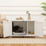 HOOBRO Cat Litter Box Enclosure Wooden Pet House End Table Hidden Cat Washroom Furniture With Divider Large Space Living Room