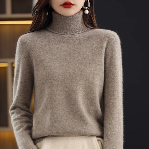 Women Cashmere Sweaters Long Sleeves Loose Lady Turtleneck Pullovers New Fashion 2023 Women's Clothing SWS01