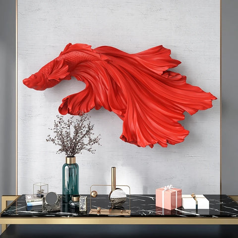 Nordic Home Wall Decor 85cm Fighting Fish Statue Sculpture Feng Shui Decoration Modern Living Room Porch 3D Wall Art Decoration