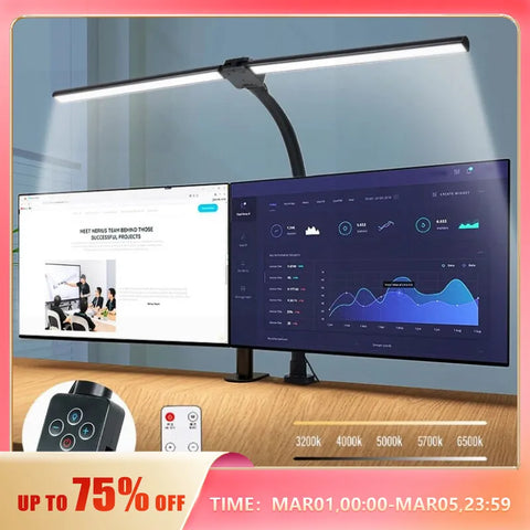 Double Head LED Clip Remote Control Desk Lamp Architect Table Lamp for Home Office Lighting 5 Color Modes and 5 Dimmable