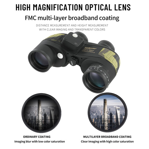 7x50 Range Finder Binoculars for Hunting Telescope Powerful Long Distance Rangefinder Build-In Compass Camping Equipment