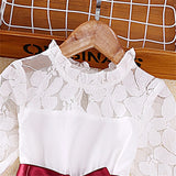 Princess Lace Dress Girl Christmas Winter Party Clothing Kids Bowknot Floral Wedding Dresses Children Spring Autumn Prom Costume