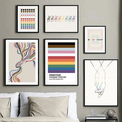 Subtle Pride Office Decor LGBTQ Gift Lesbians Gays Wall Art Canvas Painting Posters Prints Abstract Pictures  Living Room Decor