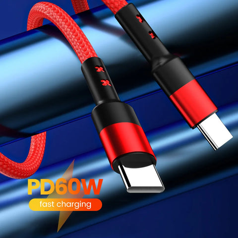 0.3M Short Cable PD 60W Type C Cable USB C TO USB C Fast Charging Data Cord for iPhone 15 Xiaomi Power Bank Portable Charge Wire