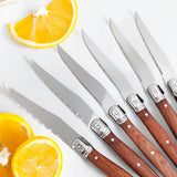 4/6/8 P Serrated Steak Knives Set Dinner Knife Cutlery Solid Wood Handle Full Tang Steel Table Knife Sharp Handle Cutlery Knife