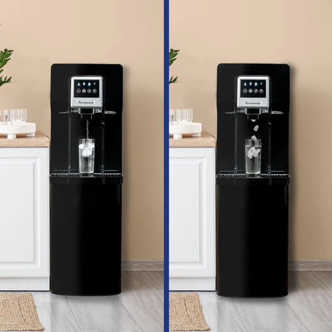 Automatic Water and Ice Dispenser, Self-Making Ice Machine and Water Cooling, Bottom Load Water Jug, 2-IN-1 Desing, Black