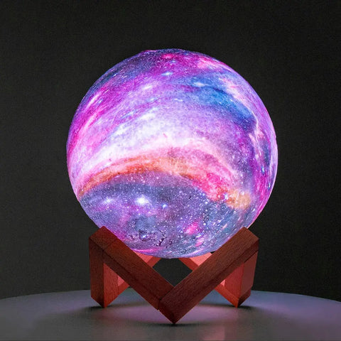 Lighting Moon Lamp Lava Lamp LED Night Light Galaxy Lamp16 LED Colors with Wooden Stand,Gifts for Girls Boys Women Birthday