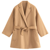 Pure Cashmere Loose Short Style Solid Color Double-Sided Water Ripple Pattern Cashmere Jacket For Women's Clothing
