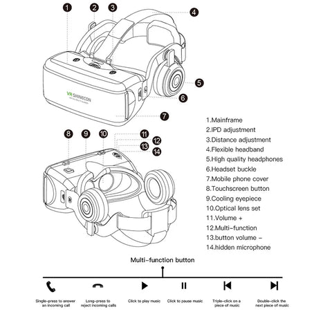 VR Shinecon Casque 3D Helmet Headset Virtual Reality Glasses For iPhone Android Smart Phone Smartphone Viar Goggles Binoculars
