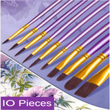 10 Pcs Set Nylon Hair Children's Artists Painting Brush Art Special Multifunction Hook Line Short Pointed Pen Available 4 Colors