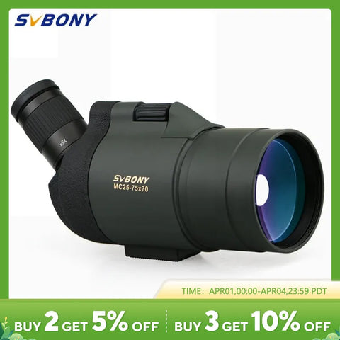 SVBONY F9334G MAK Spotting Scope 25-75x70 Powerful Telescope BAK4 FMC Waterproof Camping Equipment for Birdwatching With Tripod