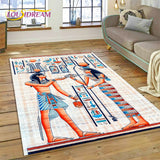 Ancient Egyptian Ideographic Sign Symbols Mythological Carpet Rug for Home Living Room Bedroom Sofa Doormat Decor,Non-slip Mat