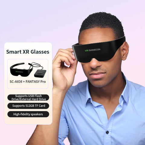 VR shineccon SC-AI08 Pro XR Smart Glasses All-In-One 3D Glasses 700° Myopia Adjustment 1000inch Screen for Watch TV Play Game
