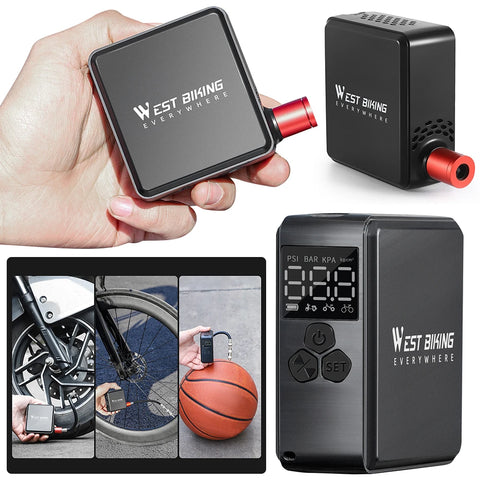 Mini Electric Bicycle Pump Portable 150PSI Type-C Charging Air Compressor LCD Display Tire Inflator Bike Motorcycle Pump