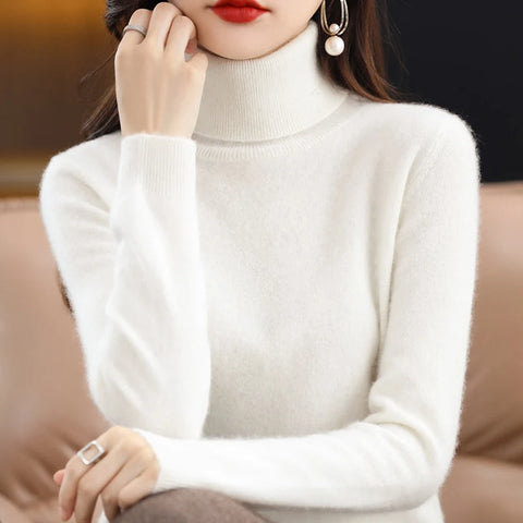 Women Cashmere Sweaters Long Sleeves Loose Lady Turtleneck Pullovers New Fashion 2023 Women's Clothing SWS01