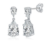 Wong Rain Classic 100% 925 Sterling Silver VVS1 3EX 7*11MM Real Moissanite Diamonds Water Drop Earrings Jewelry Anniversary Gift