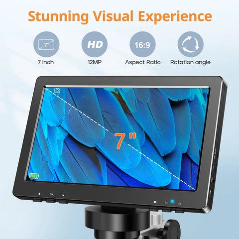 Hayve 7‘’ Digital Microscope 1500X Zoom 12MP HD Electronic Microscopes Camera Magnifier for Soldering Phone Repair Microscope