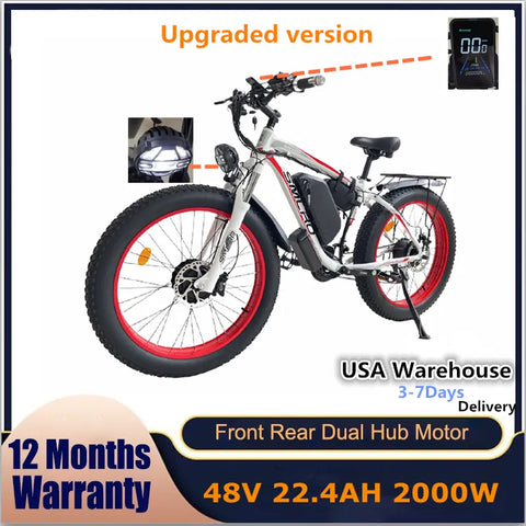 US Stock 2000w bike Dual Motor Electric Bicycle Smlro XDC600 Pro Fat mountain bike 26 inch 48V 22.4Ah Hydraulic disc brake ebike