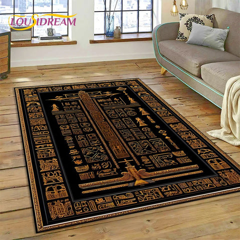 Ancient Egyptian Ideographic Sign Symbols Mythological Carpet Rug for Home Living Room Bedroom Sofa Doormat Decor,Non-slip Mat