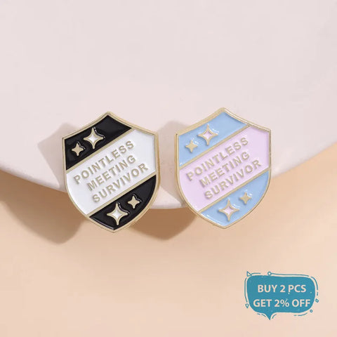 Pointless Meeting Survivor Enamel Pin Funny Workplace Achievement Collection Brooch Lapel Backpack Badge Office Jewelry Gifts