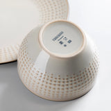 VANCASSO GUTO 16/32/48 Piece Beige Embossed Stoneware Tableware Set with Dinner/Dessert Plate/Soup Bowl/Mug Service for 4/8/12